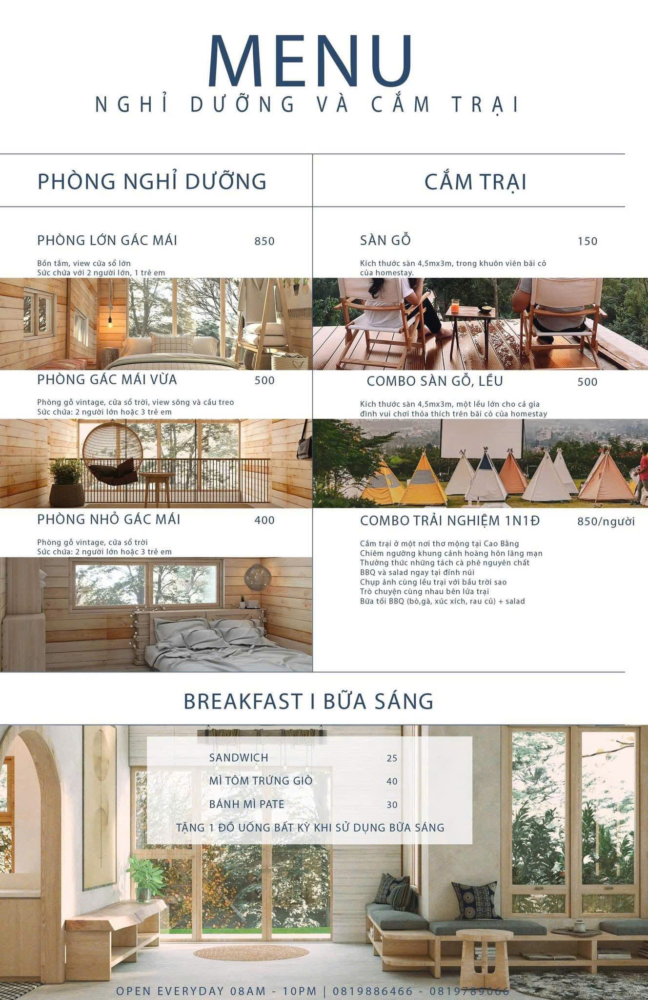 Menu Micasa Homestay Cao Bằng 